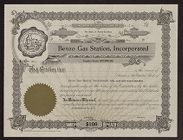 Benzo Gas Station Incorporated stock certificate